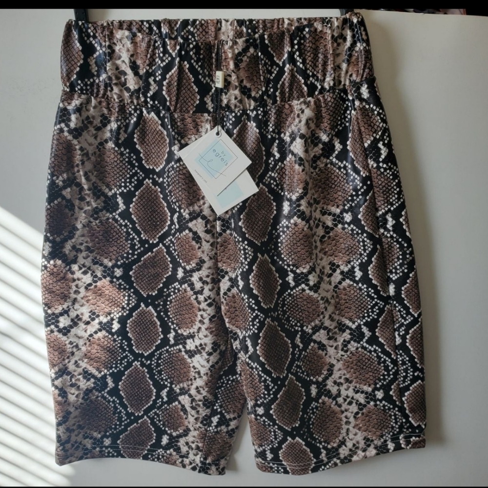 ByEgreis Faux Leather Bike Shorts (Snake)